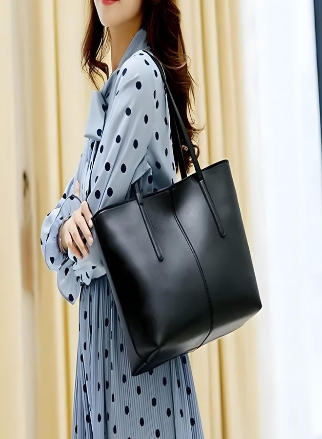 Nexeura Women's Stylish Black Tote Bag | Large Capacity PU Leather Shoulder Handbag | Elegant Office Bag for Girls & Ladies | Lightweight Daily Use Purse | Trendy Travel Work Bag for Women - Image 5